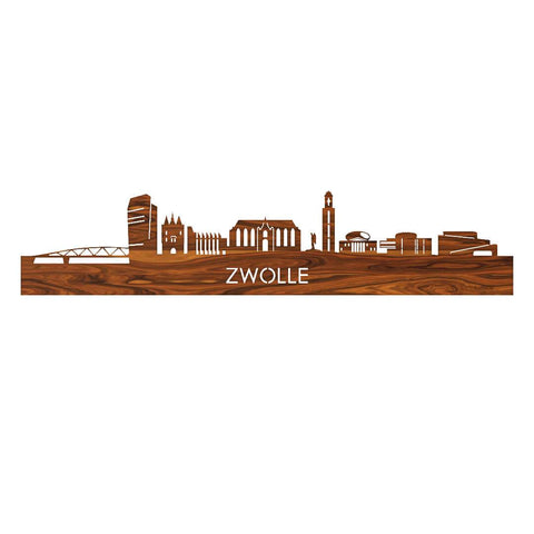Skyline Zwolle Palissander houten cadeau decoratie relatiegeschenk van WoodWideCities