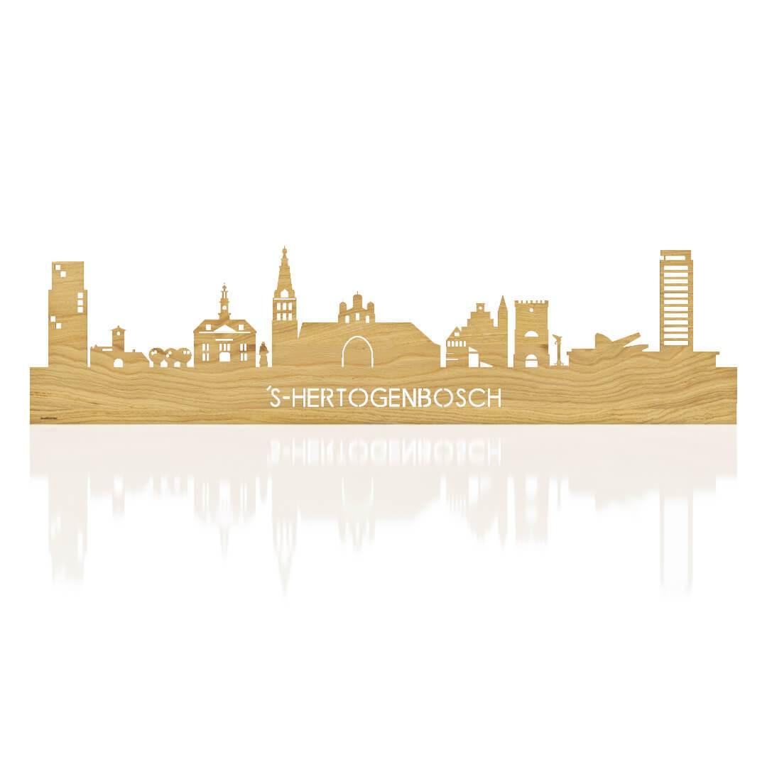 Skyline Den Bosch Eiken houten cadeau decoratie relatiegeschenk van WoodWideCities