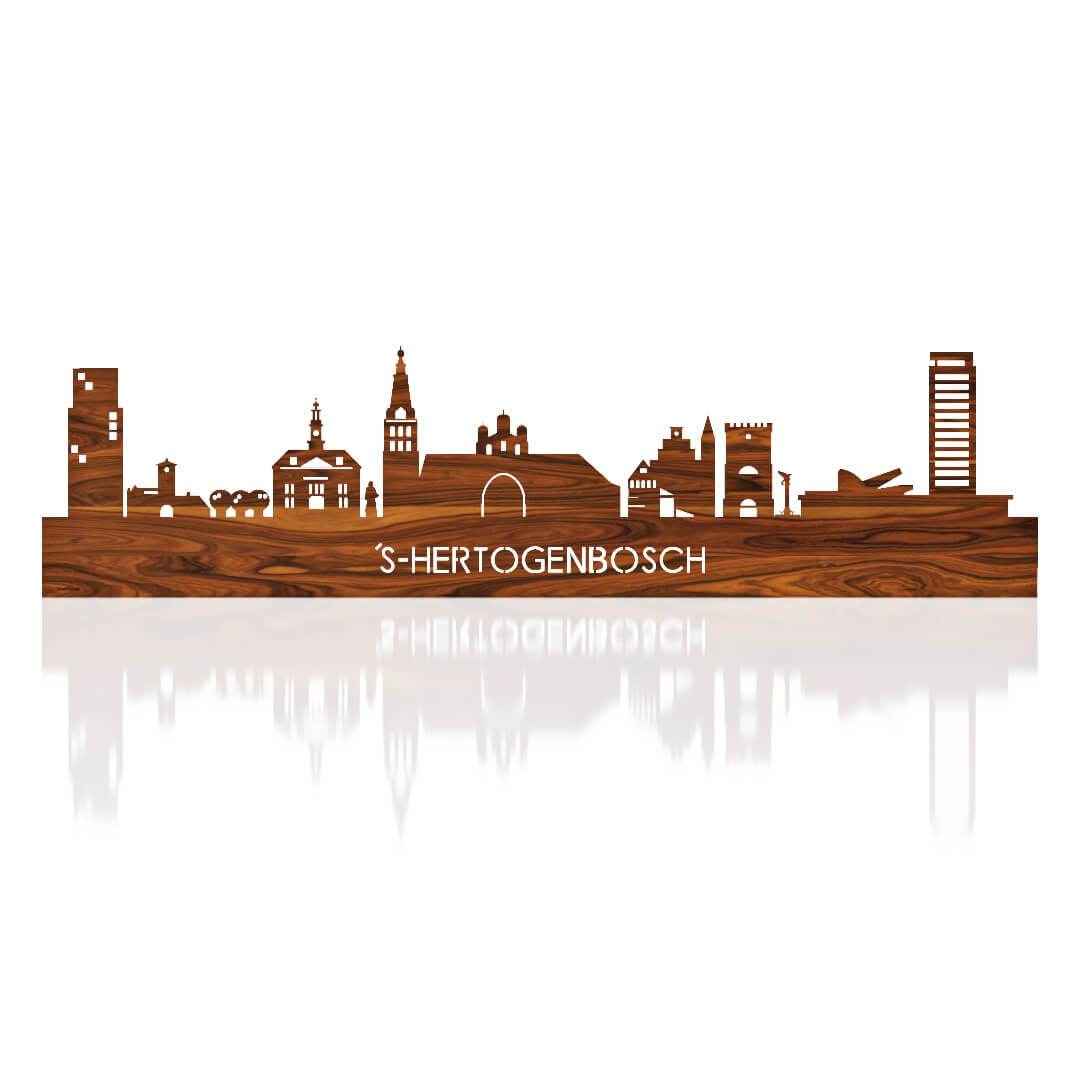 Skyline Den Bosch Palissander 80 cm Zonder verlichting Den Bosch houten cadeau decoratie relatiegeschenk van WoodWideCities