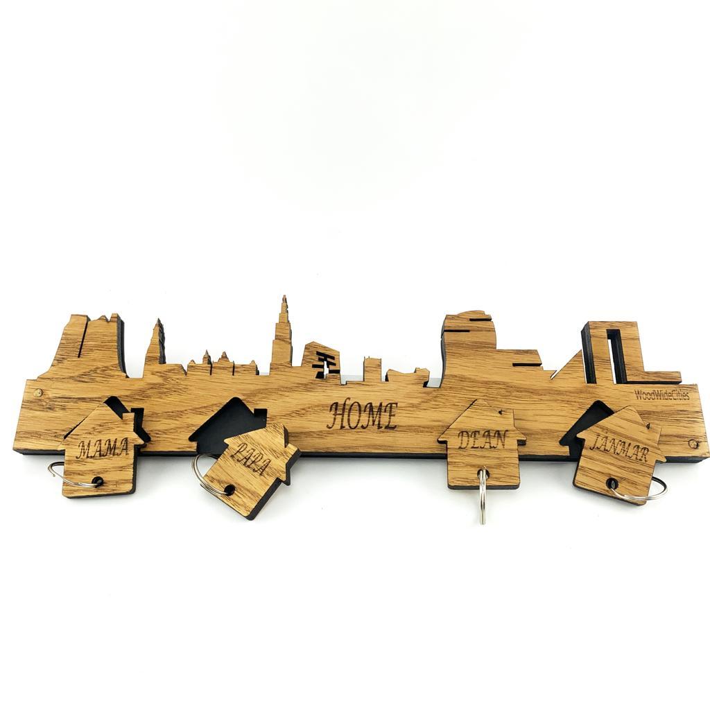 Sleutelhouder Moederdag Eiken Amsterdam houten cadeau decoratie relatiegeschenk van WoodWideCities