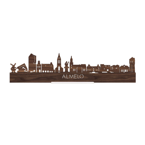 Standing Skyline Almelo Noten houten cadeau decoratie relatiegeschenk van WoodWideCities