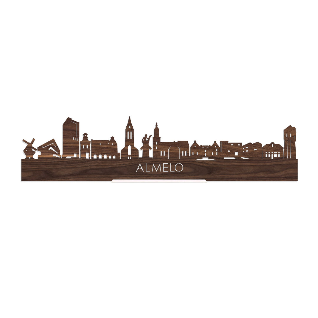 Standing Skyline Almelo Noten houten cadeau decoratie relatiegeschenk van WoodWideCities
