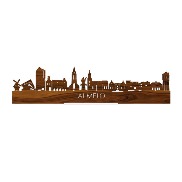 Standing Skyline Almelo Palissander houten cadeau decoratie relatiegeschenk van WoodWideCities