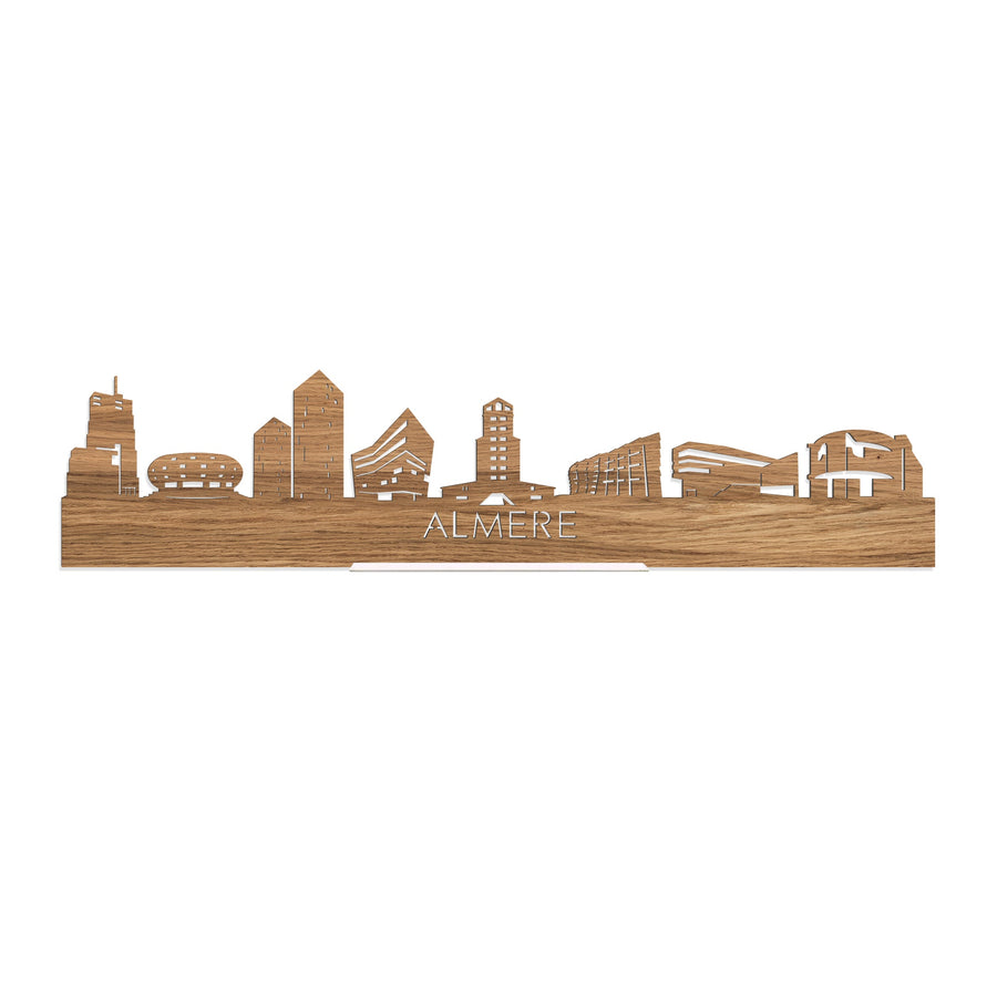 Standing Skyline Almere Eiken houten cadeau decoratie relatiegeschenk van WoodWideCities