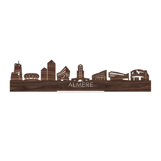 Standing Skyline Almere Noten houten cadeau decoratie relatiegeschenk van WoodWideCities
