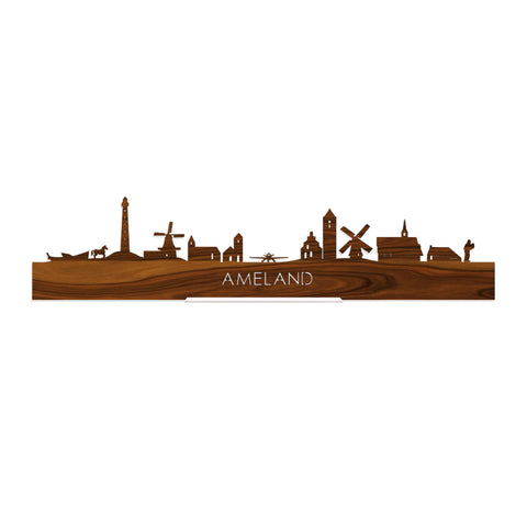 Standing Skyline Ameland Palissander 40 cm  houten cadeau decoratie relatiegeschenk van WoodWideCities