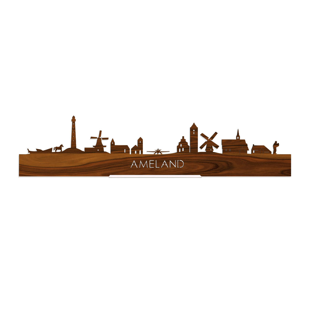 Standing Skyline Ameland Palissander 40 cm  houten cadeau decoratie relatiegeschenk van WoodWideCities