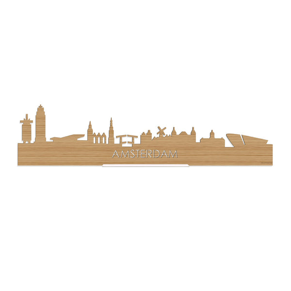 Standing Skyline Amsterdam Bamboe 40 cm  houten cadeau decoratie relatiegeschenk van WoodWideCities