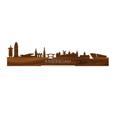 Standing Skyline Amsterdam Palissander houten cadeau decoratie relatiegeschenk van WoodWideCities