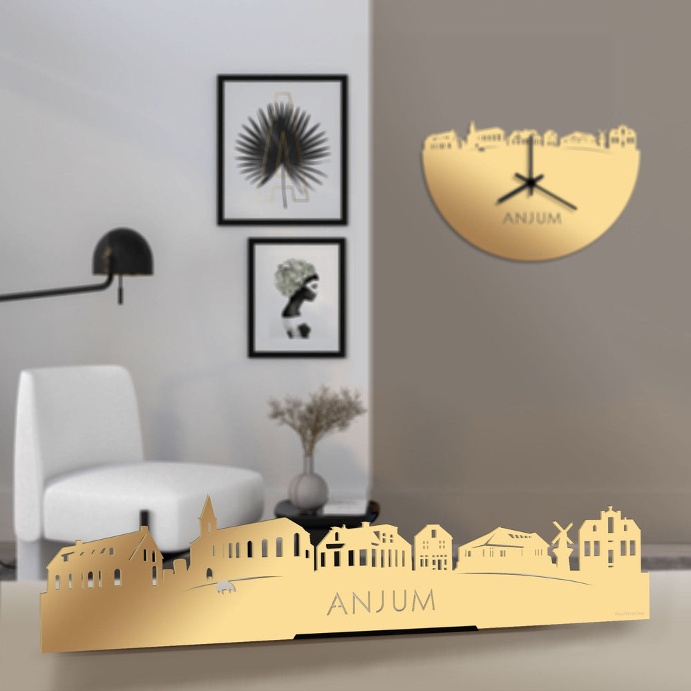 Standing Skyline Anjum Metallic Goud gerecycled kunststof cadeau decoratie relatiegeschenk van WoodWideCities