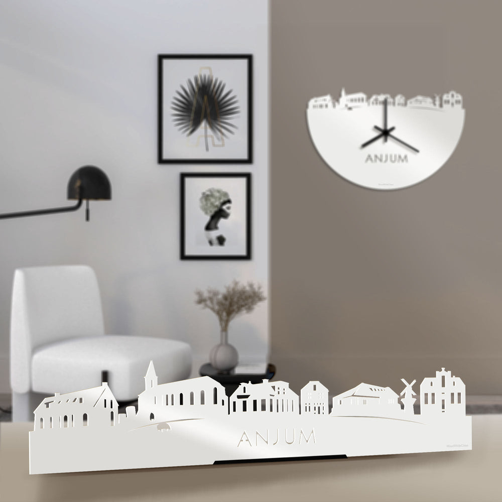 Standing Skyline Anjum Wit glanzend gerecycled kunststof cadeau decoratie relatiegeschenk van WoodWideCities