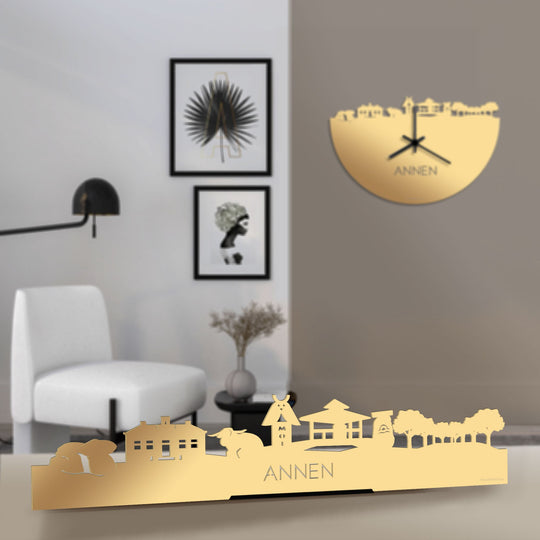Standing Skyline Annen Metallic Goud gerecycled kunststof cadeau decoratie relatiegeschenk van WoodWideCities
