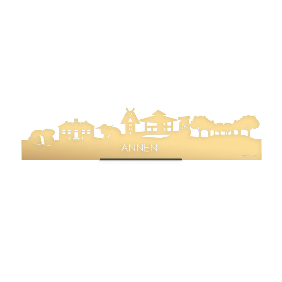 Standing Skyline Annen Metallic Goud gerecycled kunststof cadeau decoratie relatiegeschenk van WoodWideCities