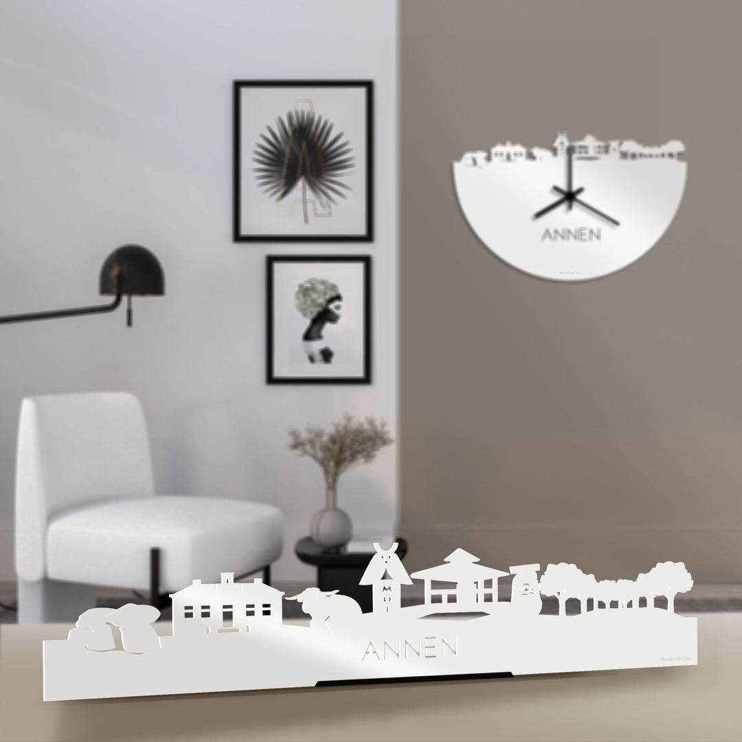 Standing Skyline Annen Wit glanzend gerecycled kunststof cadeau decoratie relatiegeschenk van WoodWideCities