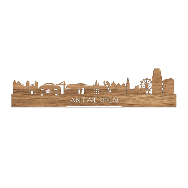 Standing Skyline Antwerpen Eiken houten cadeau decoratie relatiegeschenk van WoodWideCities
