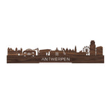 Standing Skyline Antwerpen Noten houten cadeau decoratie relatiegeschenk van WoodWideCities