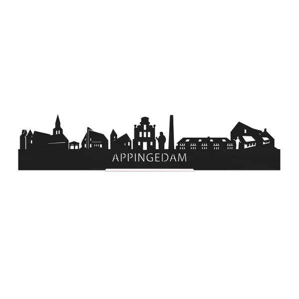 Standing Skyline Appingedam Zwart houten cadeau decoratie relatiegeschenk van WoodWideCities