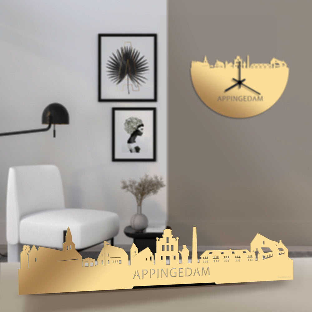 Standing Skyline Appingedam Metallic Goud gerecycled kunststof cadeau decoratie relatiegeschenk van WoodWideCities