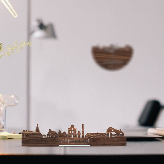 Standing Skyline Appingedam Noten houten cadeau decoratie relatiegeschenk van WoodWideCities