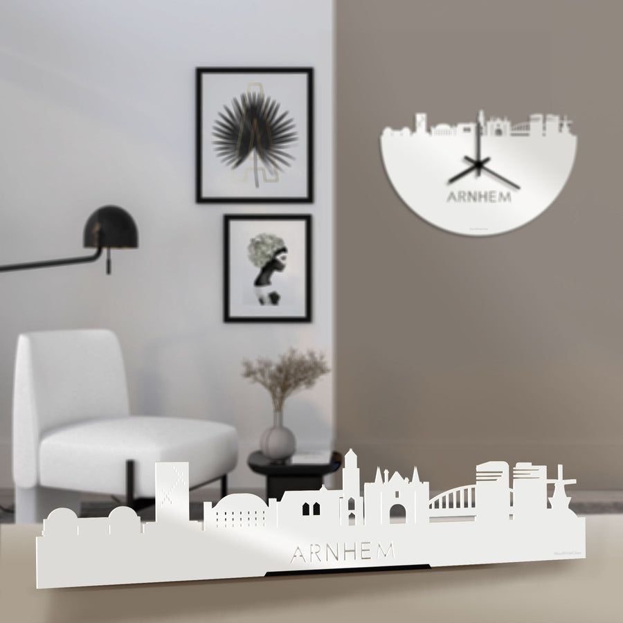 Standing Skyline Arnhem Wit glanzend gerecycled kunststof cadeau decoratie relatiegeschenk van WoodWideCities