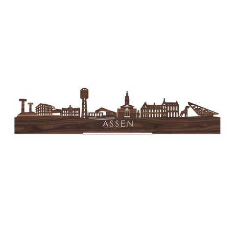Standing Skyline Assen Noten houten cadeau decoratie relatiegeschenk van WoodWideCities