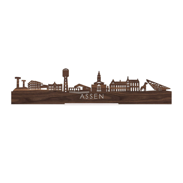 Standing Skyline Assen Noten houten cadeau decoratie relatiegeschenk van WoodWideCities