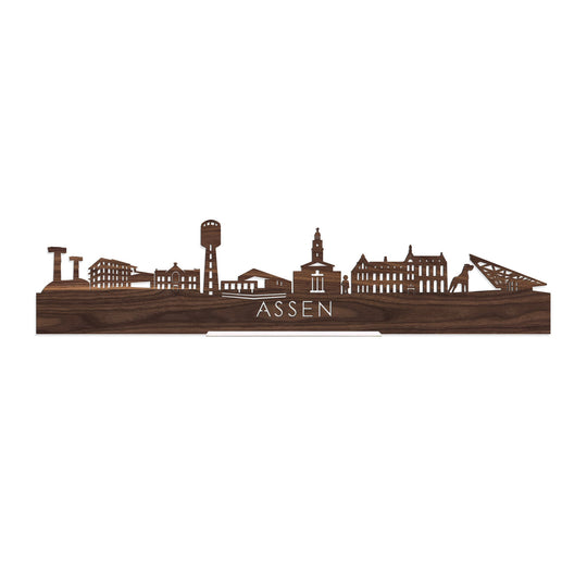 Standing Skyline Assen Noten houten cadeau decoratie relatiegeschenk van WoodWideCities