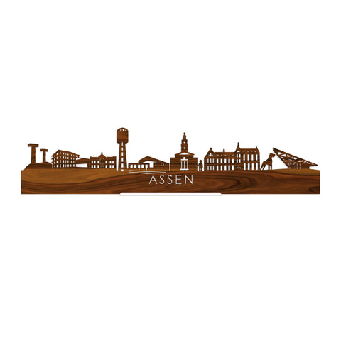 Standing Skyline Assen Palissander houten cadeau decoratie relatiegeschenk van WoodWideCities