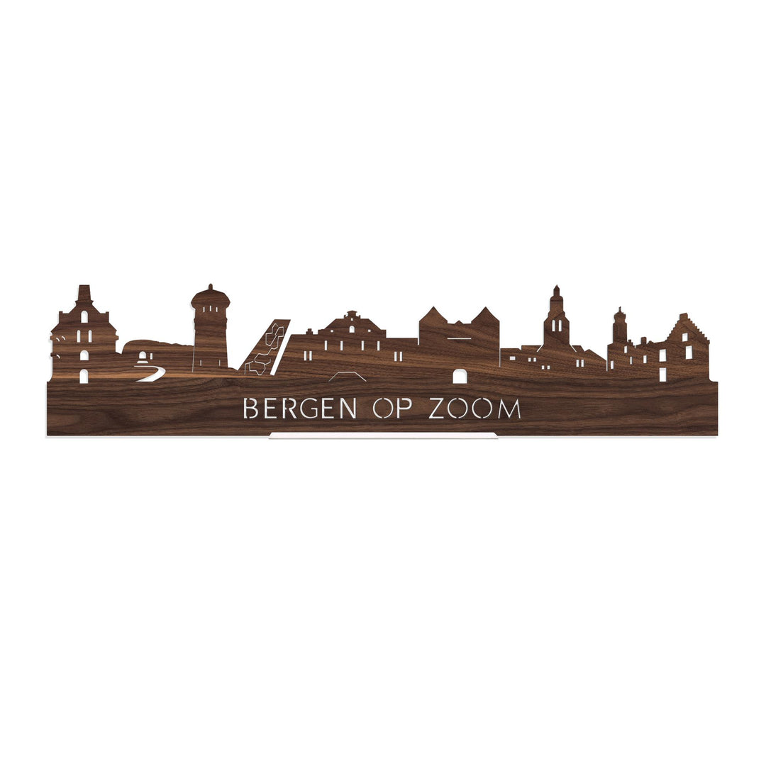Standing Skyline Bergen op Zoom Noten 40 cm  houten cadeau decoratie relatiegeschenk van WoodWideCities
