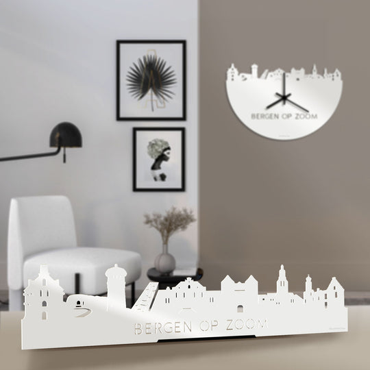 Standing Skyline Bergen op Zoom Wit glanzend gerecycled kunststof cadeau decoratie relatiegeschenk van WoodWideCities