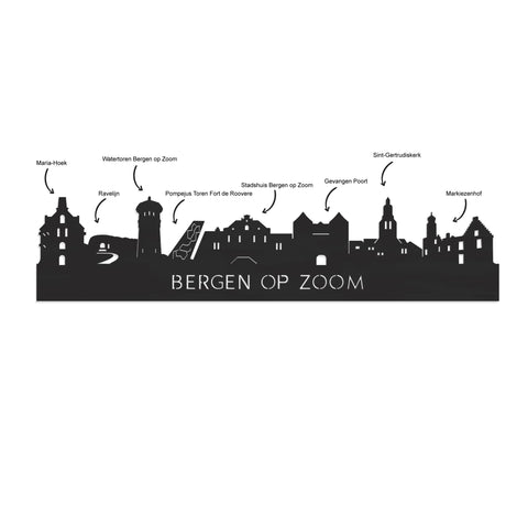 Standing Skyline Bergen op Zoom Wit glanzend gerecycled kunststof cadeau decoratie relatiegeschenk van WoodWideCities