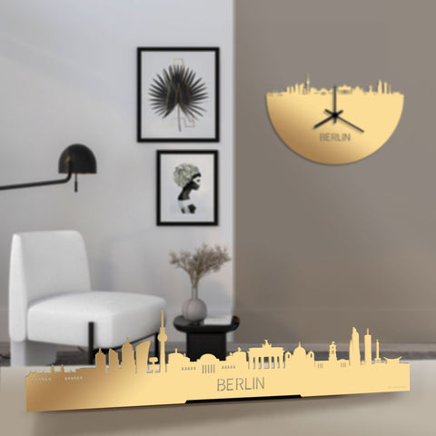 Standing Skyline Berlijn Metallic Goud gerecycled kunststof cadeau decoratie relatiegeschenk van WoodWideCities