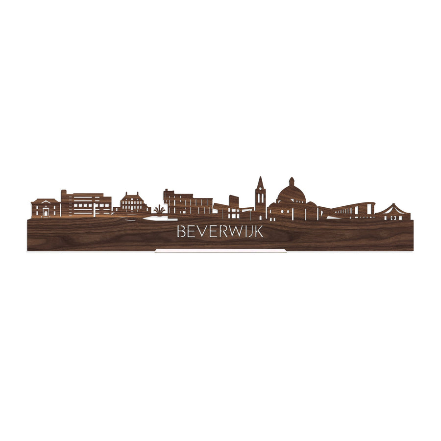 Standing Skyline Beverwijk Noten houten cadeau decoratie relatiegeschenk van WoodWideCities