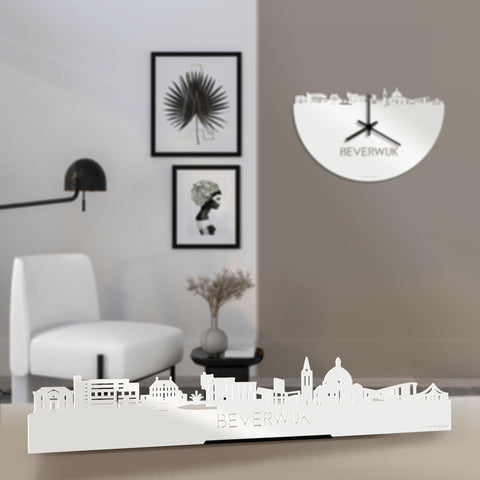 Standing Skyline Beverwijk Wit glanzend gerecycled kunststof cadeau decoratie relatiegeschenk van WoodWideCities