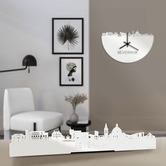 Standing Skyline Beverwijk Wit glanzend gerecycled kunststof cadeau decoratie relatiegeschenk van WoodWideCities