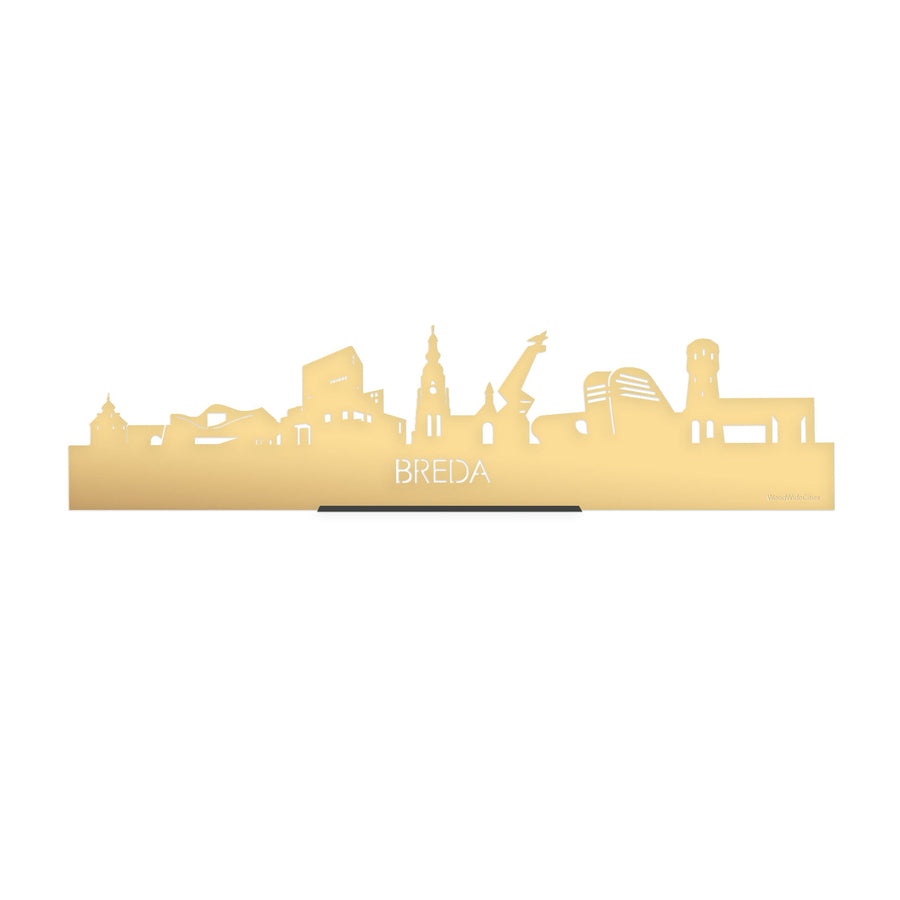 Standing Skyline Breda Metallic Goud gerecycled kunststof cadeau decoratie relatiegeschenk van WoodWideCities