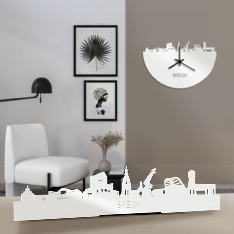 Standing Skyline Breda Wit glanzend gerecycled kunststof cadeau decoratie relatiegeschenk van WoodWideCities