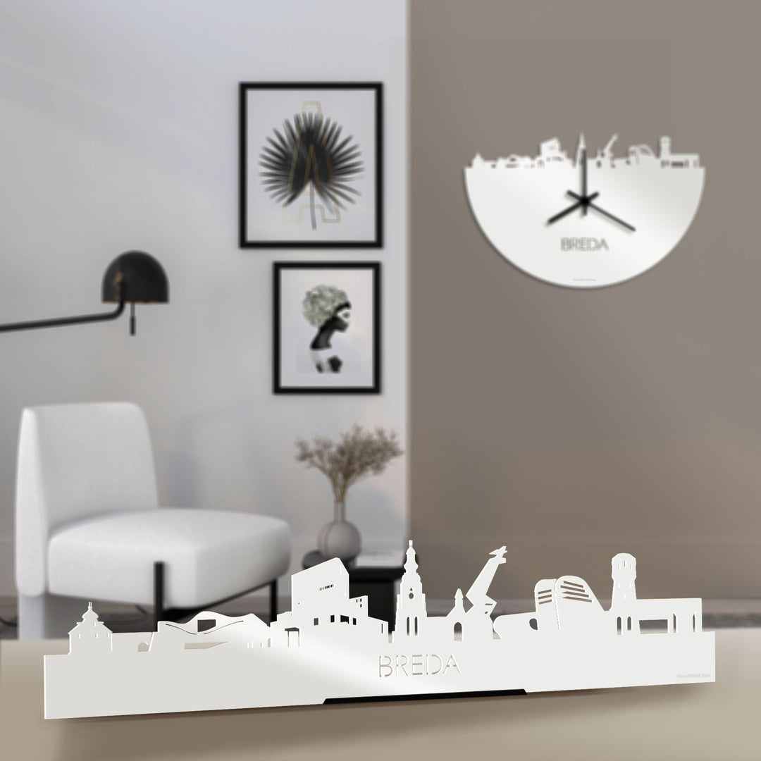 Standing Skyline Breda Wit glanzend gerecycled kunststof cadeau decoratie relatiegeschenk van WoodWideCities