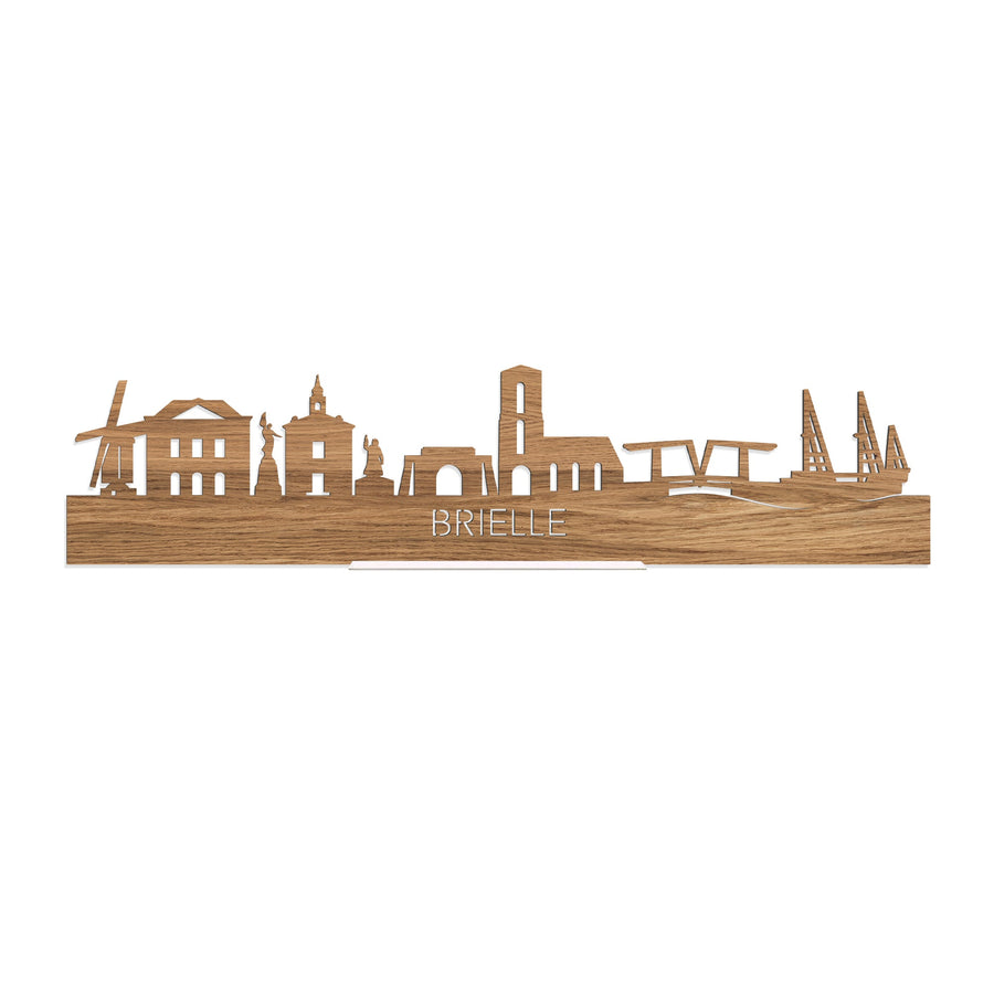 Standing Skyline Brielle Eiken houten cadeau decoratie relatiegeschenk van WoodWideCities