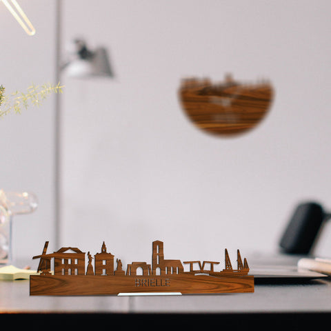 Standing Skyline Brielle Palissander houten cadeau decoratie relatiegeschenk van WoodWideCities