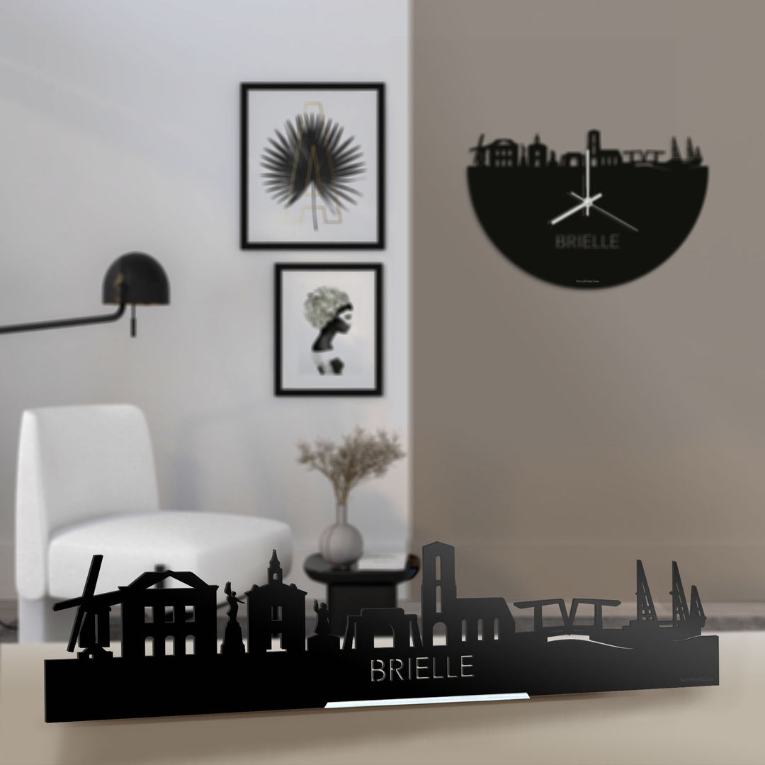 Standing Skyline Brielle Zwart glanzend gerecycled kunststof cadeau decoratie relatiegeschenk van WoodWideCities