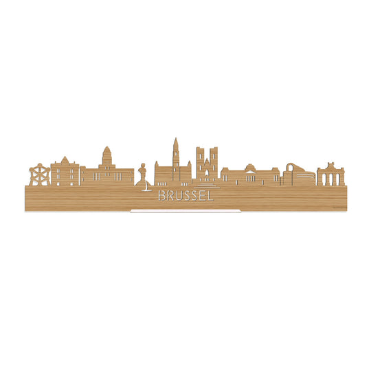 Standing Skyline Brussel Bamboe houten cadeau decoratie relatiegeschenk van WoodWideCities