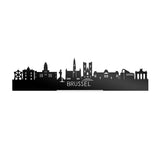 Standing Skyline Brussel Zwart glanzend gerecycled kunststof cadeau decoratie relatiegeschenk van WoodWideCities