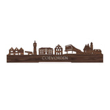 Standing Skyline Coevorden Noten 40 cm  houten cadeau decoratie relatiegeschenk van WoodWideCities