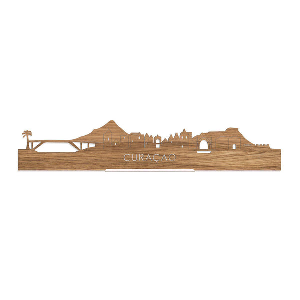Standing Skyline Curaçao Eiken houten cadeau decoratie relatiegeschenk van WoodWideCities