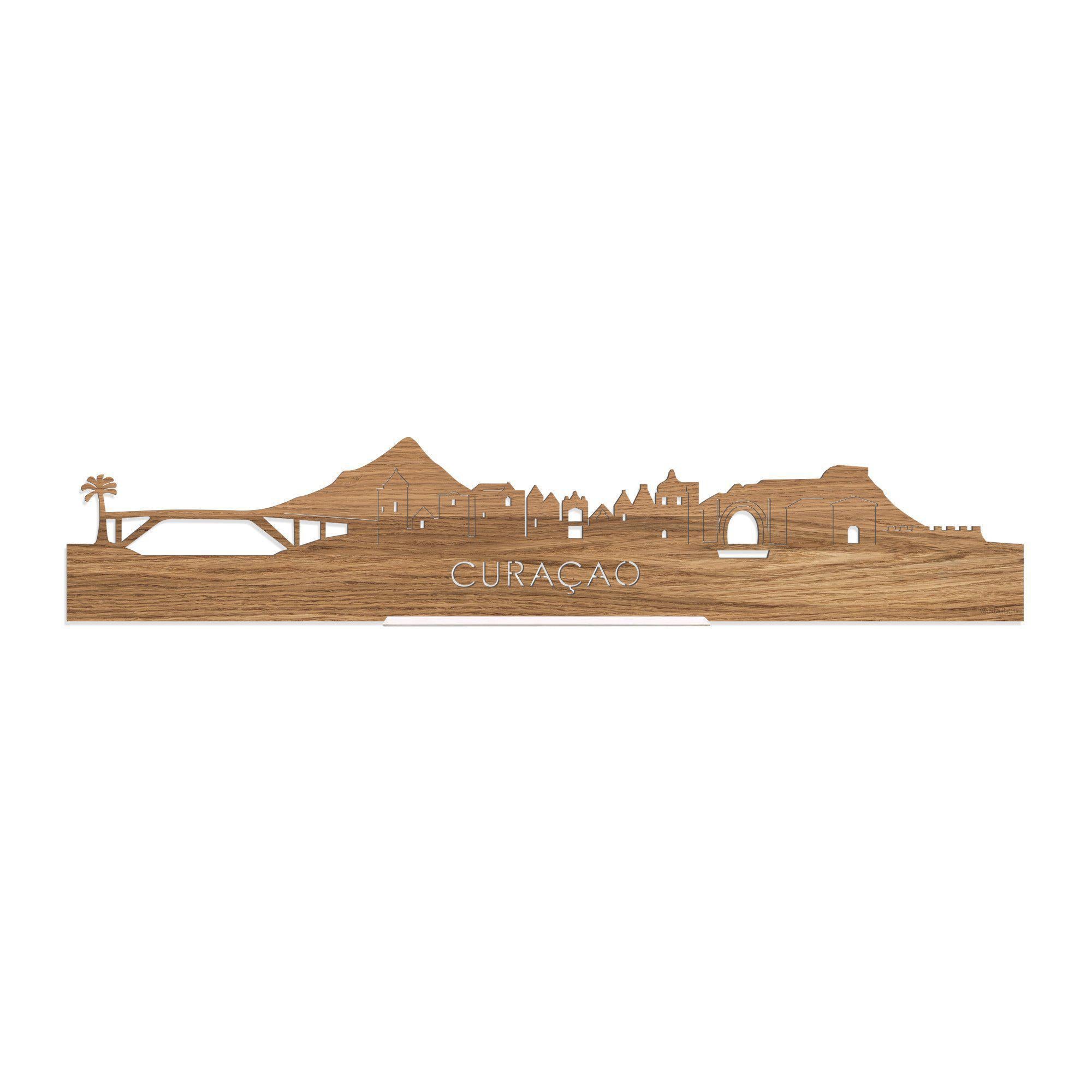 Standing Skyline Curaçao Eiken houten cadeau decoratie relatiegeschenk van WoodWideCities