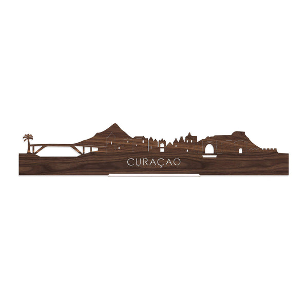 Standing Skyline Curaçao Noten houten cadeau decoratie relatiegeschenk van WoodWideCities
