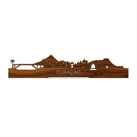 Standing Skyline Curaçao Palissander houten cadeau decoratie relatiegeschenk van WoodWideCities