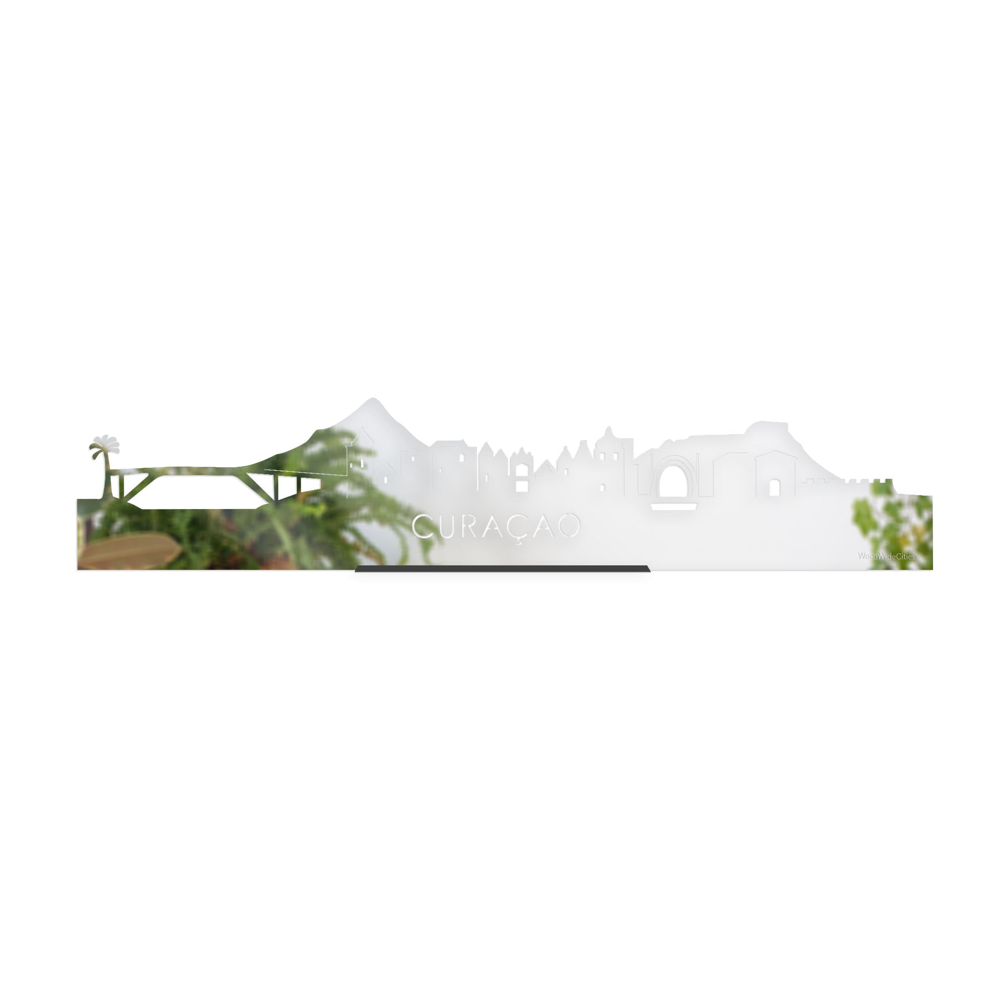 Standing Skyline Curaçao Spiegel gerecycled kunststof cadeau decoratie relatiegeschenk van WoodWideCities