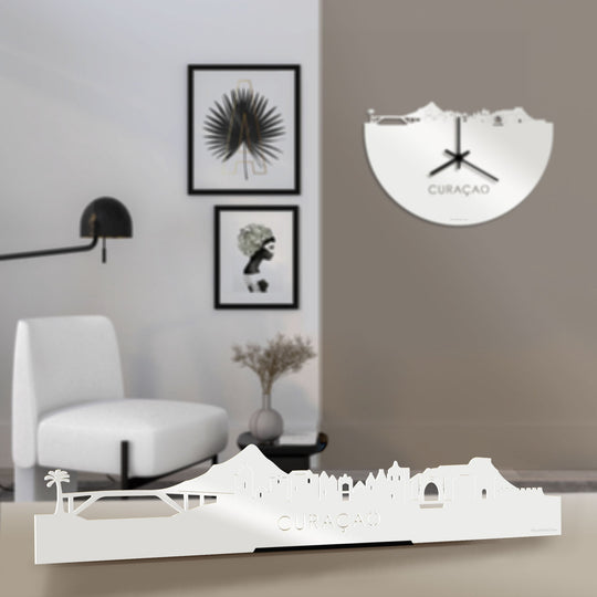 Standing Skyline Curaçao Wit glanzend gerecycled kunststof cadeau decoratie relatiegeschenk van WoodWideCities